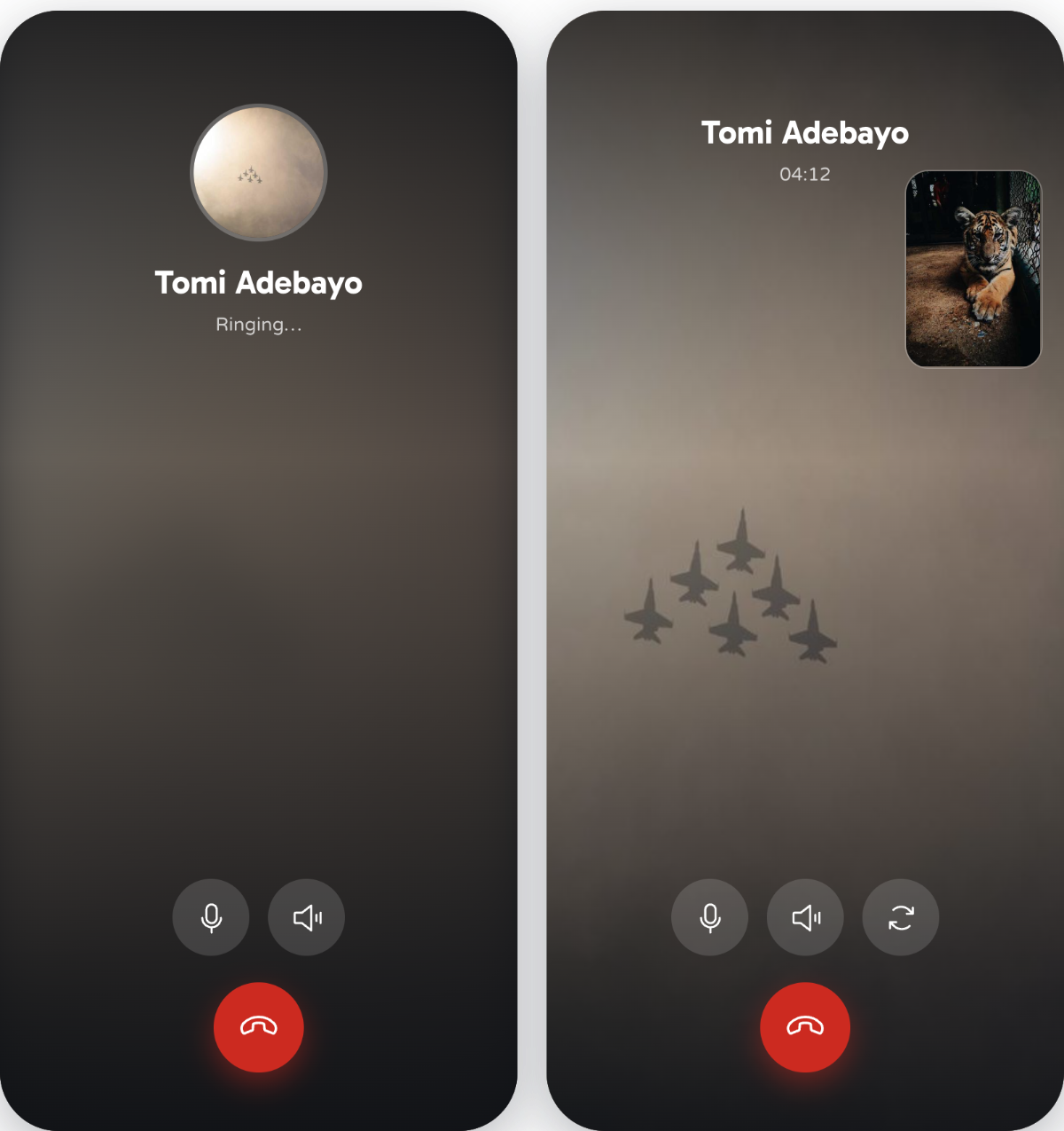 Axel audio call ringing and video call connected